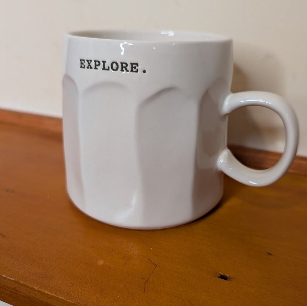 Rae Dunn White Explore Mug